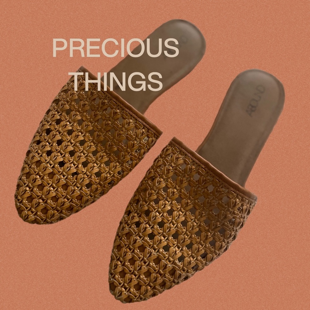 Woven Leather Flat Mules